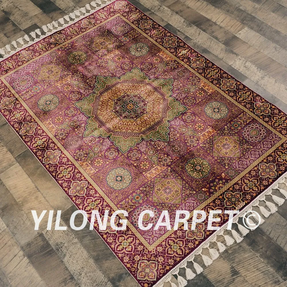 Yilong 3 5 'x 2' винтажный турецкий Шелковый ковер с узлом ручной работы цветочный