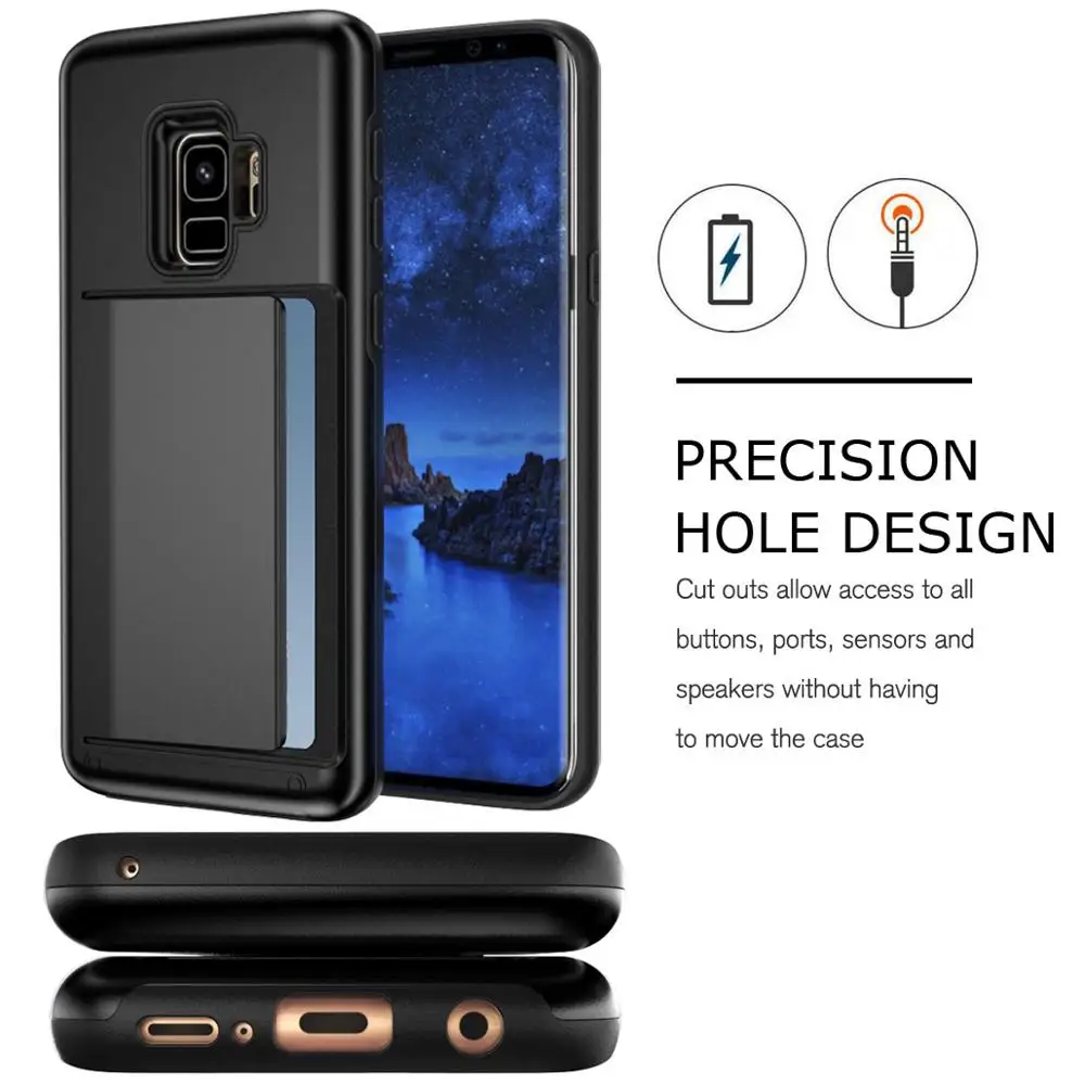 Case For Samsung Galaxy Note 9 8 5 4 S7 S6 Edge Plus Slide Card Slot Phone S9 S8 J2 J5 J7 Prime Cover |