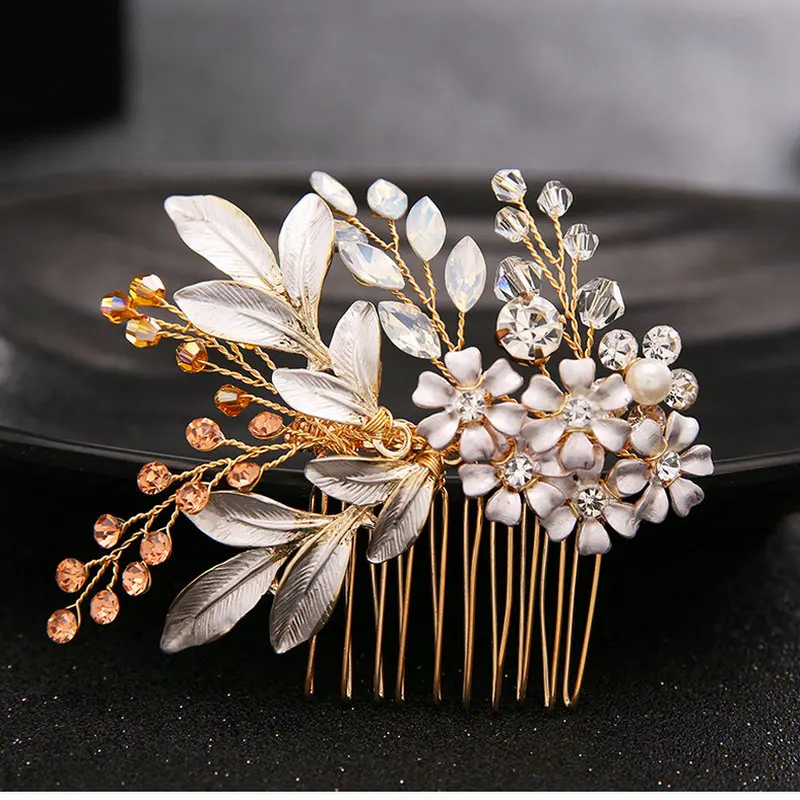 

Гребень для волос с листьями ручной работы, свадебный аксессуар для волос с листьями