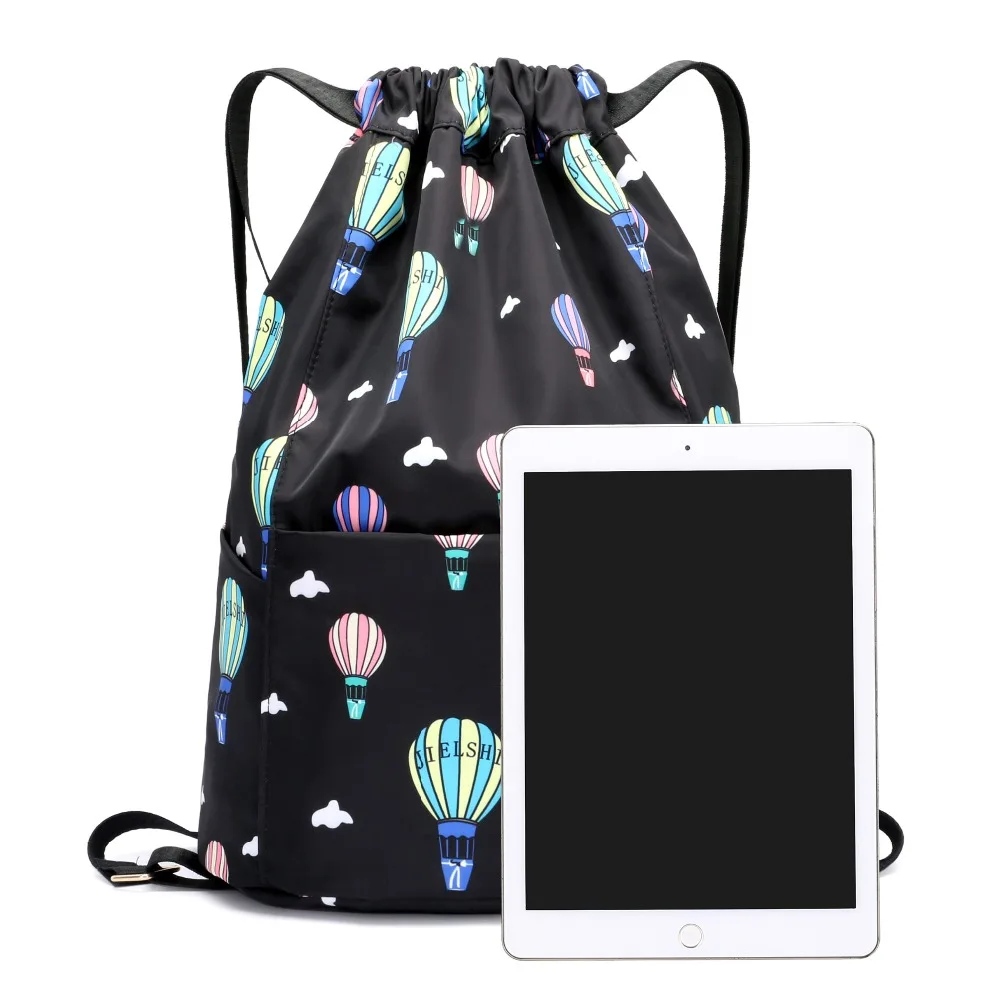 JielangShi Drawstring Backpack Simple Large Capacity Print Double Shoulder Lightweight Sports Fitness Bag | Багаж и сумки