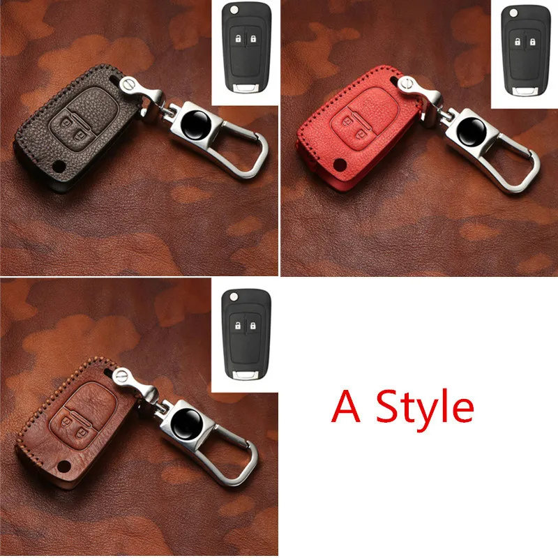 A Чехол для ключей автомобиля из натуральной кожи для Chevrolet Lova Sail Aveo Cruze Vauxhall, Opel Insignia Astra Buick, флип-пульт дистанционного управления в стиле ретро - Название цвета: A