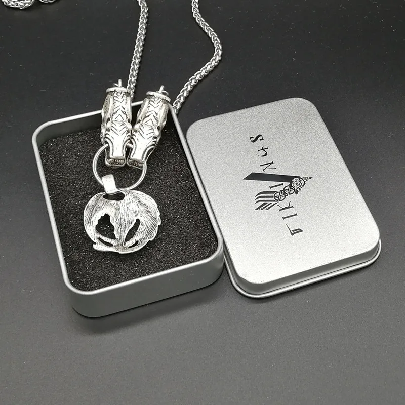 pagan Raven pendant wolf head necklace animal amulet Norse viking men jewelry | Украшения и аксессуары