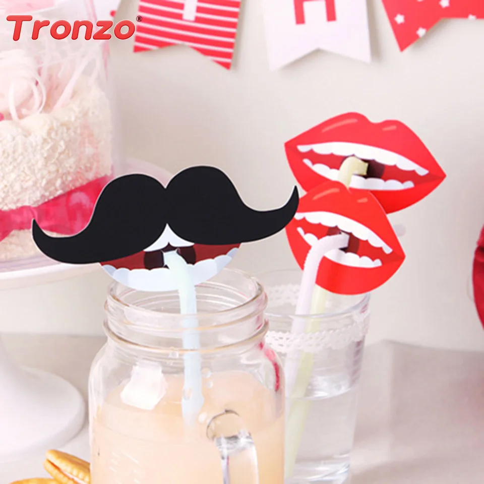 

Tronzo 10/50PCS Birthday Party Supplies Funny Lip Lollipop Straw Decor Lips Beards Paperboard Card Baby Shower Kids Favors