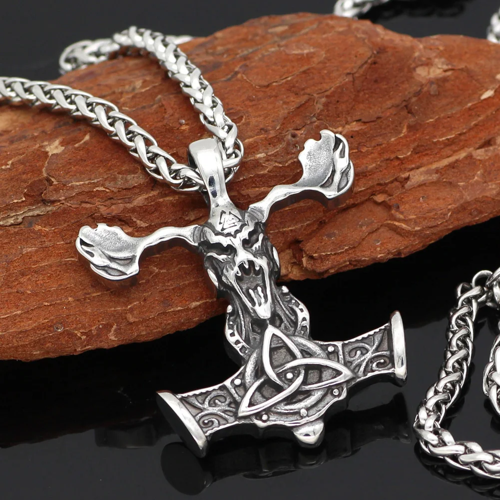 Мужской скандинавский Викинг с узлом thor hammer Talisman MJOLNIR ожерелье из нержавеющей