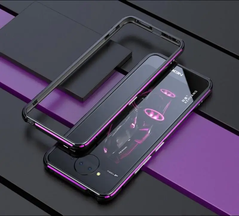 black with purple Роскошный металлический каркас для чехол для vivo NEX vivo nex S чехол глянцевый алюминиевый бампер защитный чехол для vivo NEX s чехол для телефона s - Цвет: black with purple