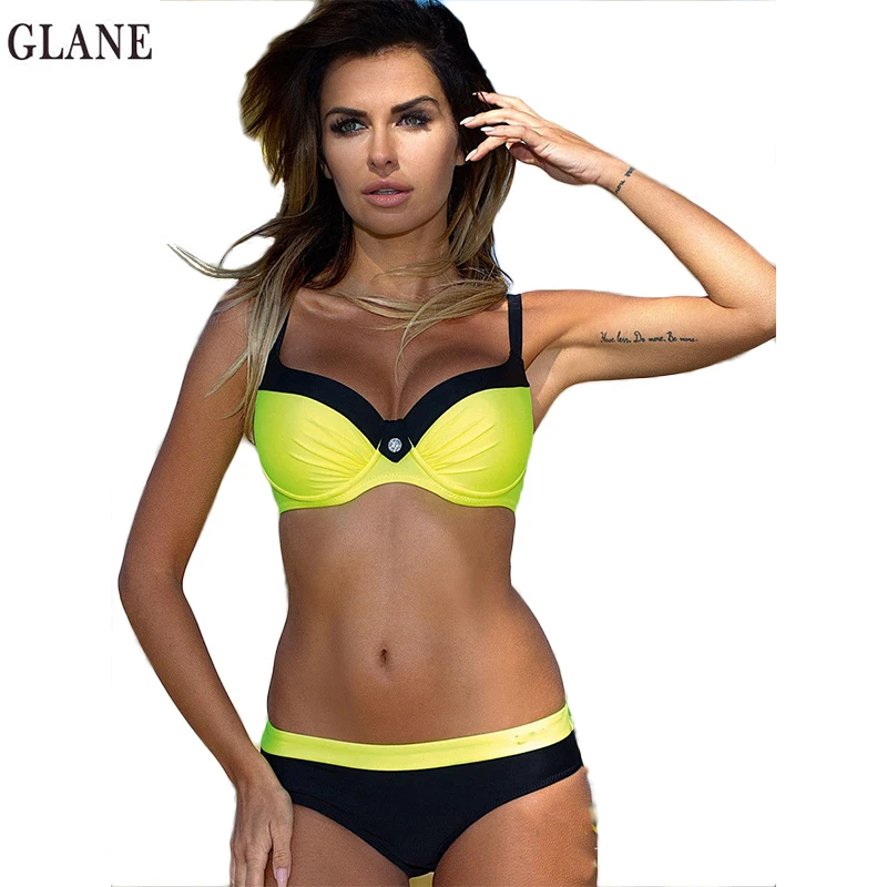 Сексуальный женский купальник из двух предметов бандажный комплект бикини с
