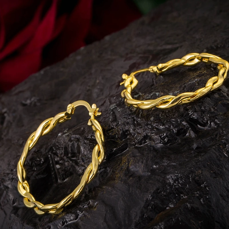 Классические большие серьги-кольца в форме Твиста трендовые круглые серьги с