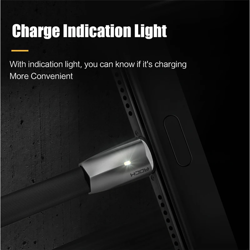 Кабель Micro USB ROCK 3D со светодиодной подсветкой для Samsung S7 2A кабель из цинкового