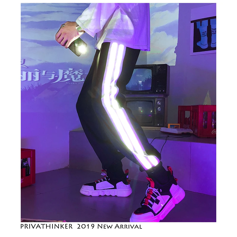 Privathinker Светоотражающие хип-хоп джоггеры брюки 2019 мужские японские уличные