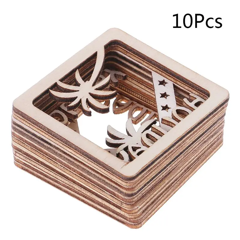 10 шт. лазерная резка деревянная фоторамка штампа квадратная форма украшение