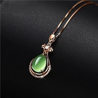 lukeni exquisite zircon green vase pendant necklace for women jewelry trendy 925 silver girl clavicle necklace for lady bijou