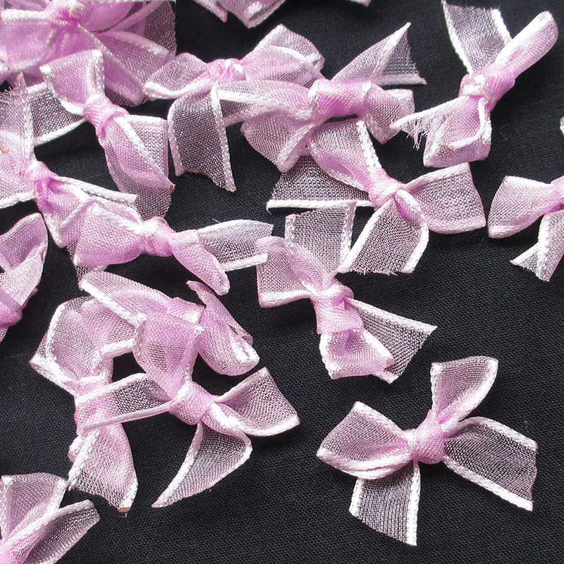 

50PCS/lot purple color Organza Ribbon Flowers Bows Wedding Craft Appliques Deco D005408