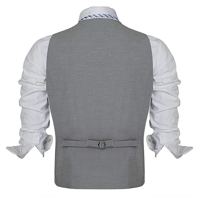Мужской деловой костюм светильник серый двубортный жилет повседневный