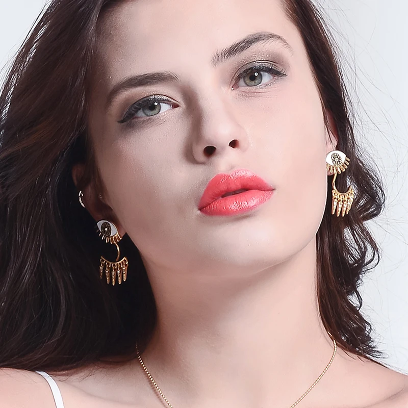 KISS ME Cute &amp Chic Enamel Eye Earrings Personalized Convertible Double Side Korean Fashion Accessories | Украшения и