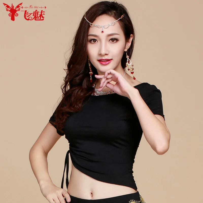 Женский костюм для танца живота футболка из модала с коротким рукавом и кулиской