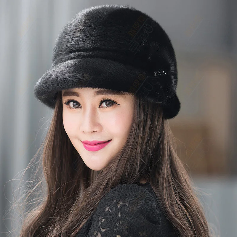 New fashion winter fur hat Mink fedora for women wide brim wedding hats fascinator ZY09 | Аксессуары для одежды