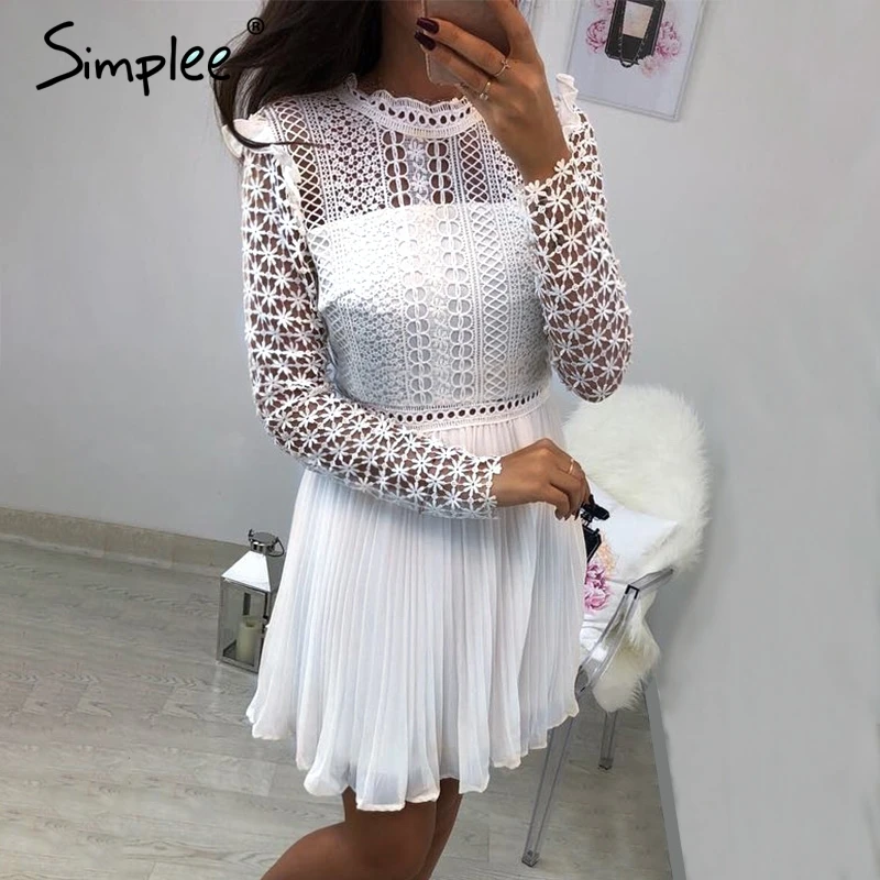 Simplee сексуальные цветочные кружева Женщины короткое платье выдалбливают с