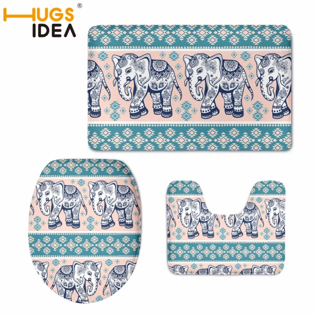 

HUGSIDEA коврик в виде слона фланелевый трехкомпонентный чехол для унитаза нескользящий коврик для ванной мягкий бытовой телефон