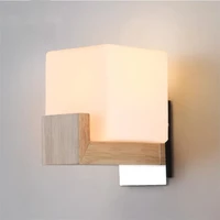 European Nordic Modern Glass Wood Handmade Wall Lamp for Home Bathroom Living Room Mirror Contemporary Design Kitchen Aisle