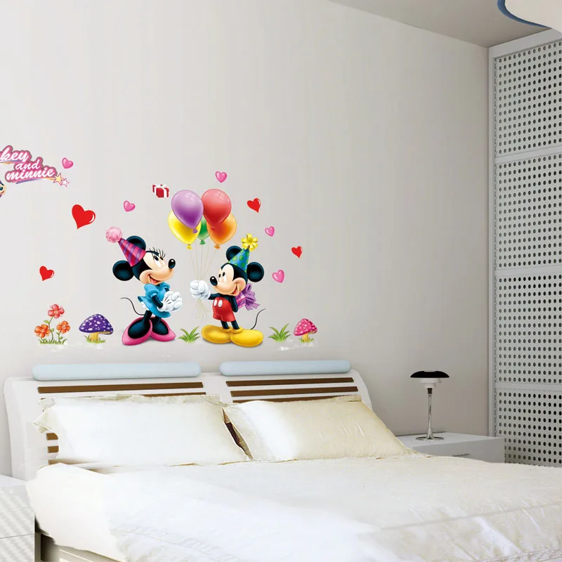 Мультфильм DIY Микки Минни Маус воздушный шар стикер стены окна обои для детской