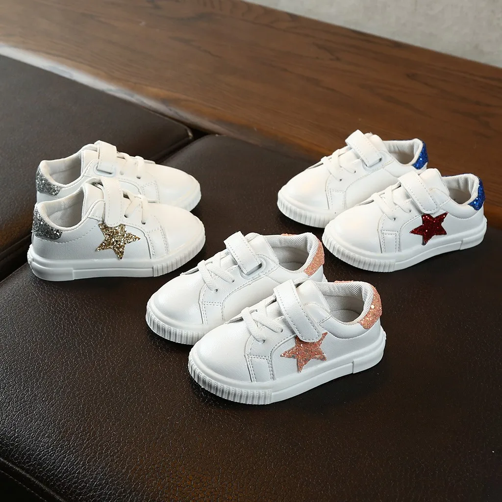 Perimedes Children Kids Baby Girls Boys Bling Star School Flat Sport Sneakers Casual Shoes | Детская одежда и обувь