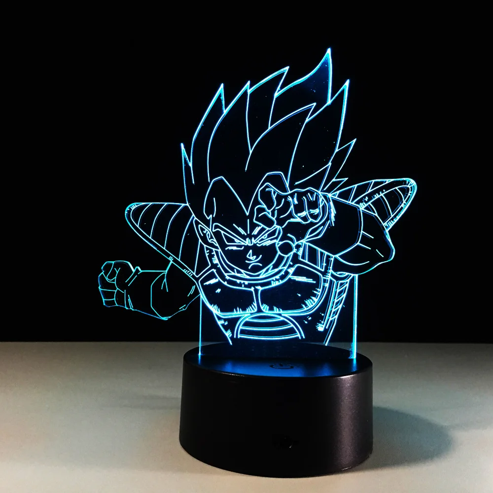 8 типов ночной Светильник Dragon Ball s WuKong Vegeta 3D лампа светильник 7 цветов акриловая
