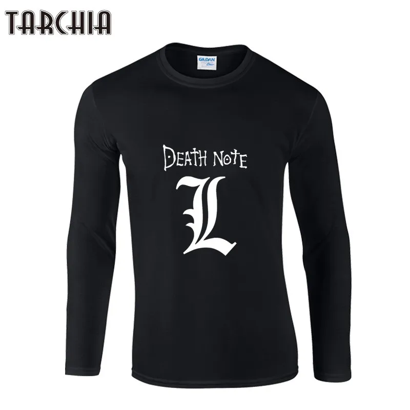 

TARCHIA Men T-Shirts DEATH NOTE Letter Print Tees Tops 2021 Fashion Long Sleeve Cotton T Shirts Men Hip Hop T-Shirts Homme