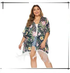 Boho Inspirado bordado кимоно кафтан frente aberta cintura Топ praia contraste camisa longa blusa платье Летнее пляжное платье