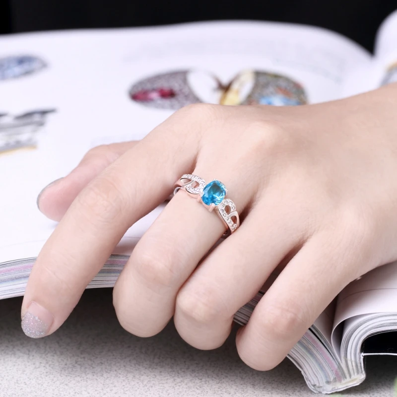 

Garilina Fashion Romantic sky blue stone ladies Anniversary silver color ring R2247