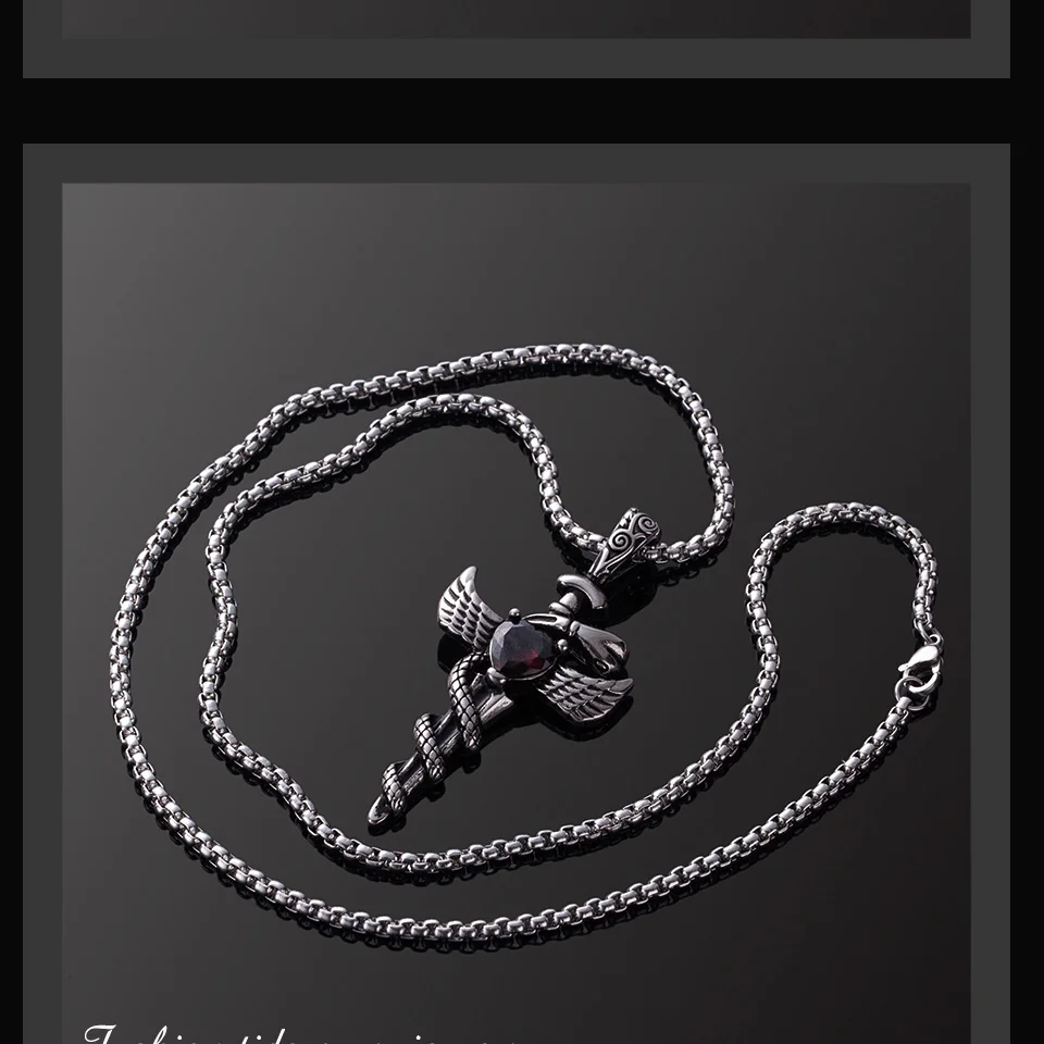 Personality Men's Vintage Stainless Steel Titanium Pendant Necklace Male Trendy Punk Charm Chain Necklaces Jewelry Accessories