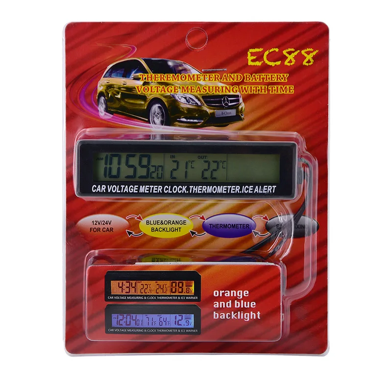 Автомобильные аксессуары 12 В/24 В электроника часы 3 In1 ЖК цифровые автомобилей