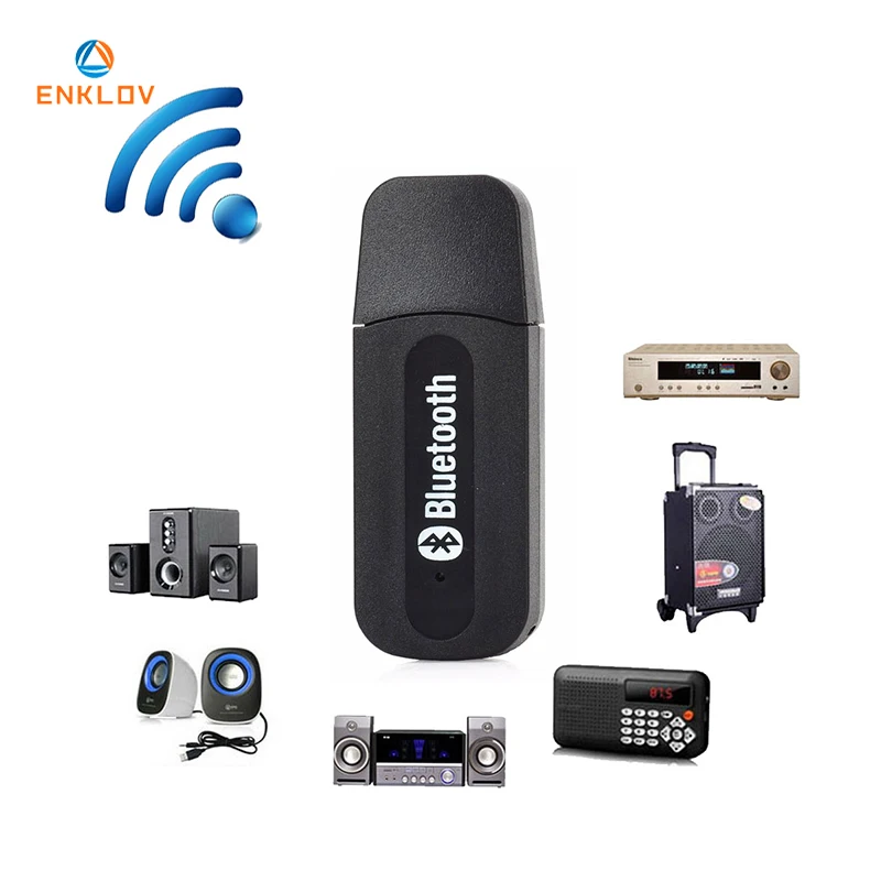 ENKLOV Bluetooth V2.1+ EDR USB накопитель аудио приемник 3,5 мм кабель черный Bluetooth автомобильный комплект для телефона и компьютера Bluetooth адаптер