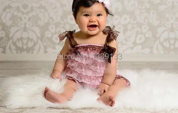 Розовый кофейный кружевной комбинезон для маленьких девочек Свадебный