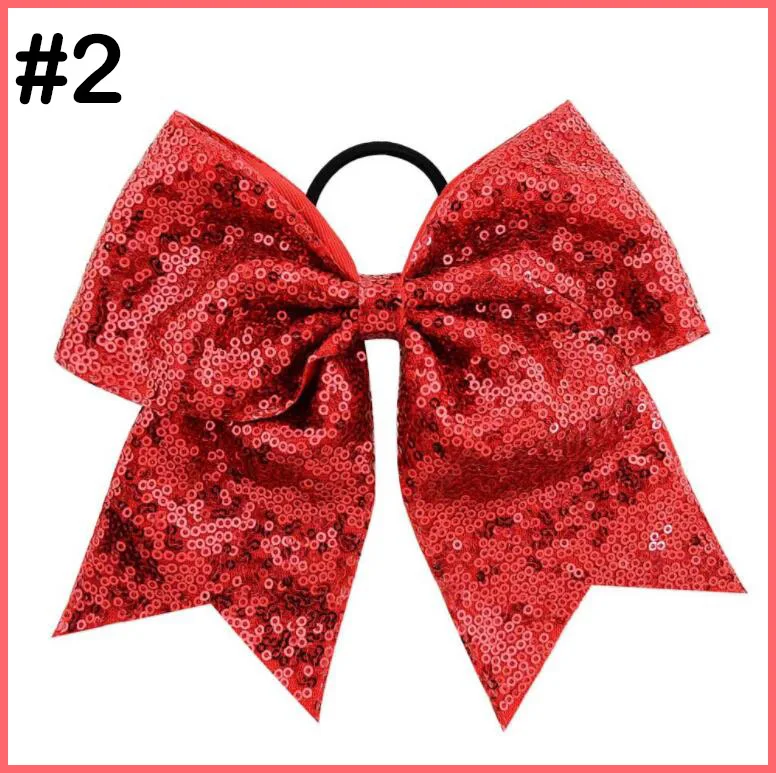free shipping 10pcs 8'' Inch Bling Sparkly Glitter Sequins Pigtail Bows For Girls Large Cheerleader Hair Ponytail Holder |