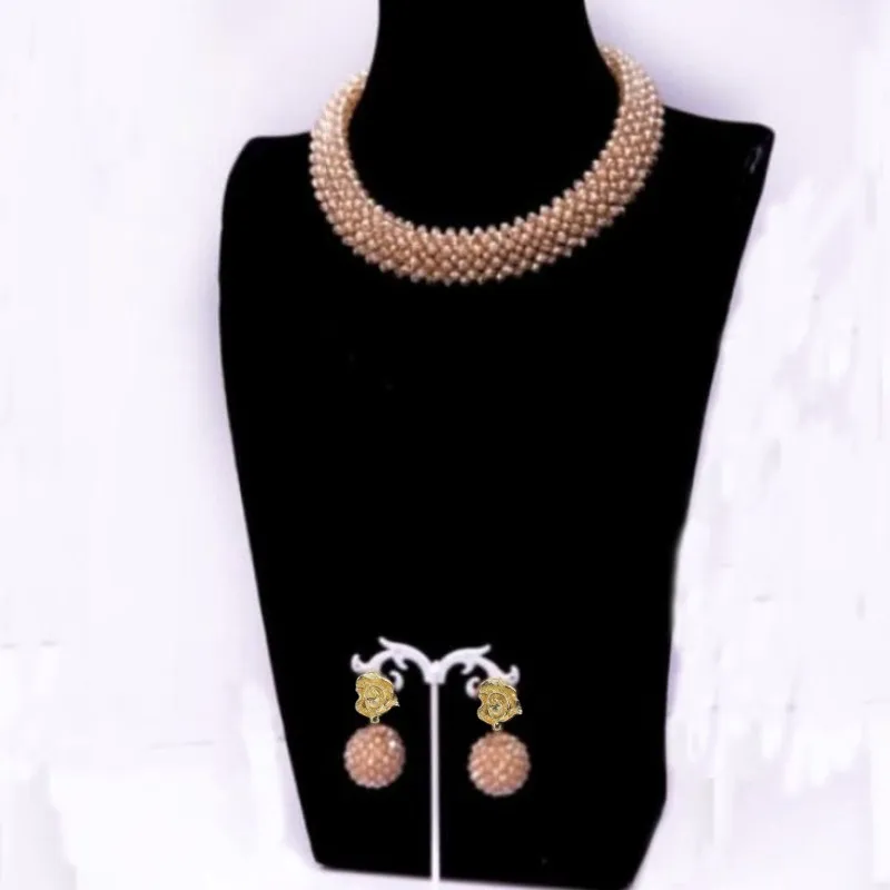 Dudo Jewelry Gold Nigerian Choker Necklace Set With Balls Earrings Wedding Bridal For African Party Women | Украшения и