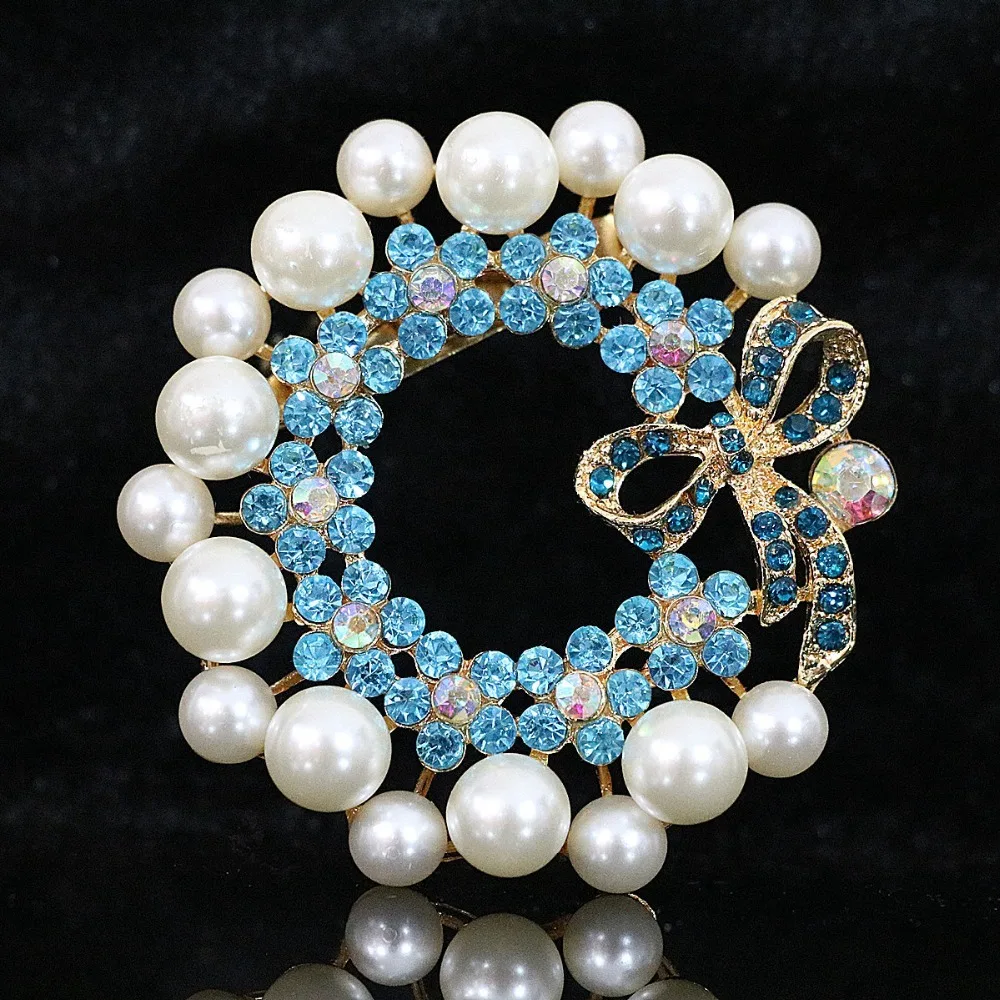 Бесплатная доставка многоцветный большой брошь Дор женщин 61 мм со стразами Белый