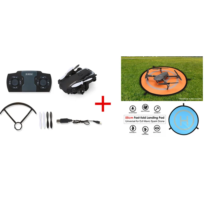 1set and landing pad Дрон 0.3MP Wifi Радиоуправляемый Дрон 4CH g-сенсор широкоугольный объектив высота удержания Безголовый режим складной Квадрокоптер с светодиодный - Цвет: 1set and landing pad