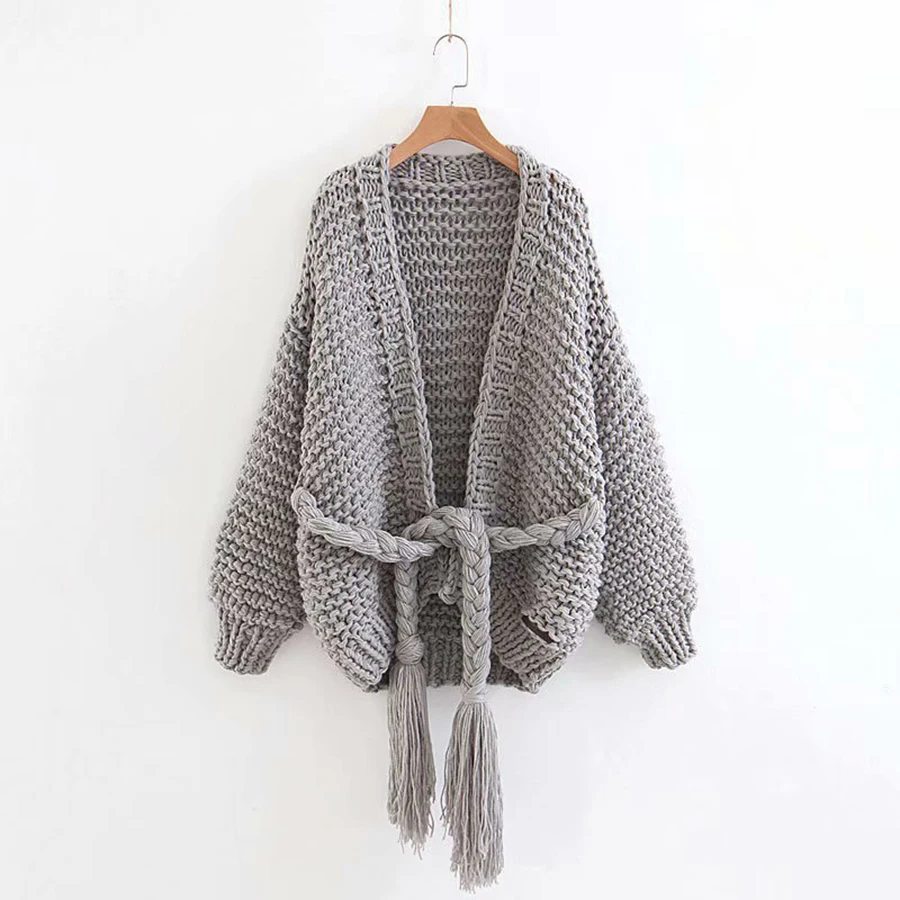TEELYNN Boho sweater for women 2018 new winter long sleeve cardigan thick warm coat Special belt knitted brand sweaters outwear |