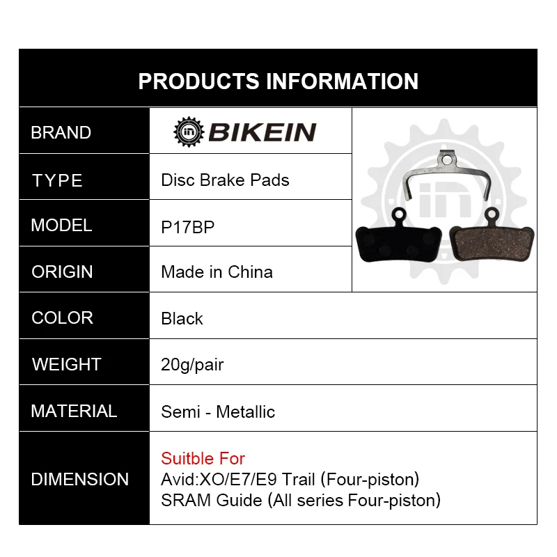 Bikein 4 пары Велосипедный Спорт Диск тормозные колодки для SRAM руководство РКК/RS/R Avid
