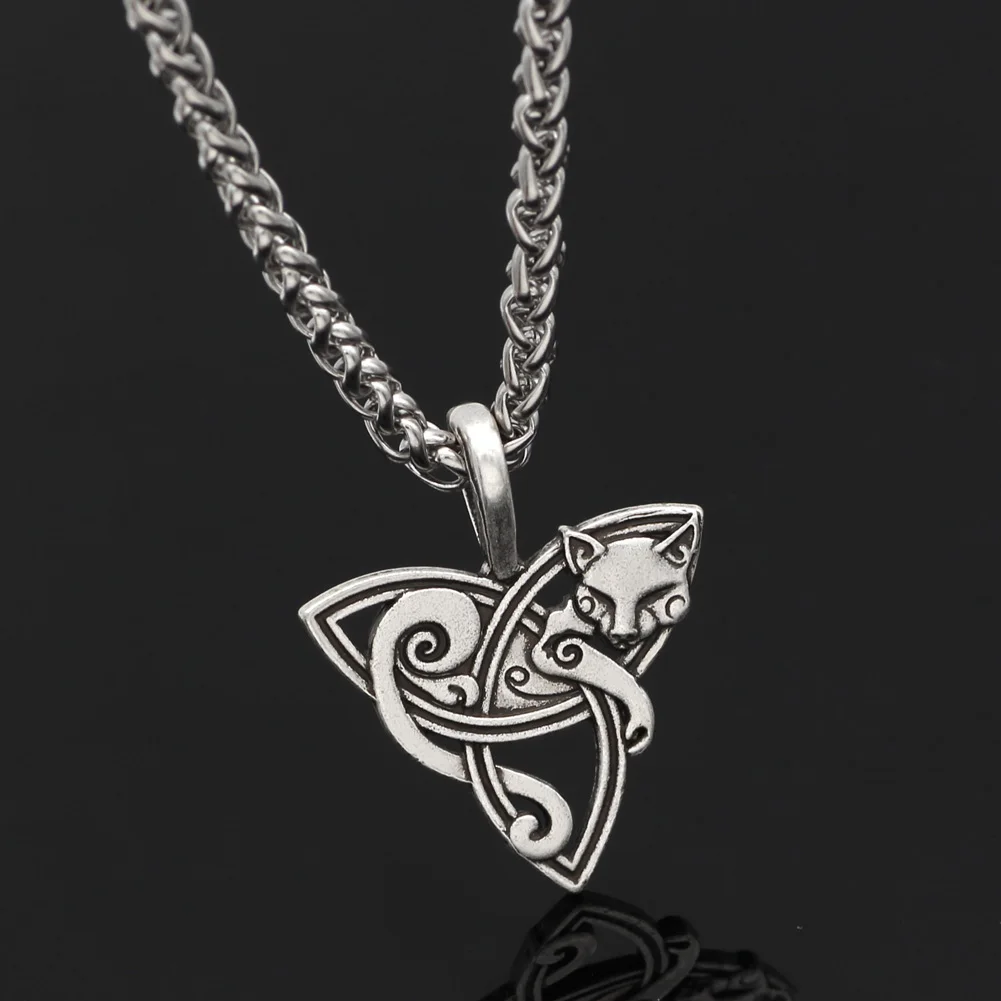 Колье с кулоном в стиле викингов Лисичка Triquetra Fenrir подвеска виде животного