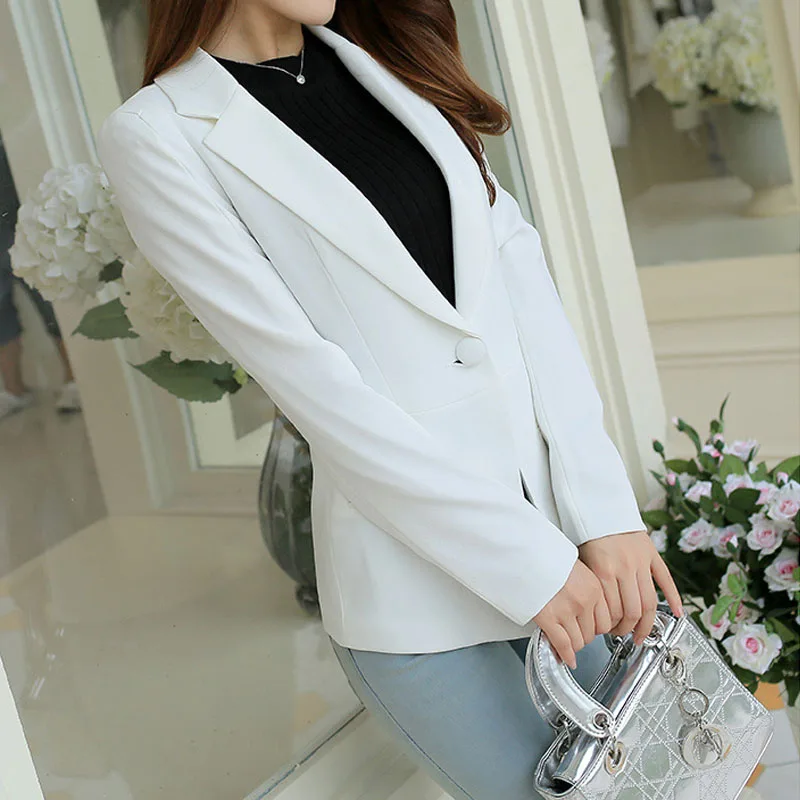 

Women Slim Fit Solid Suit Blazer Jacket Coat Casual One Button Outwear Tops H8