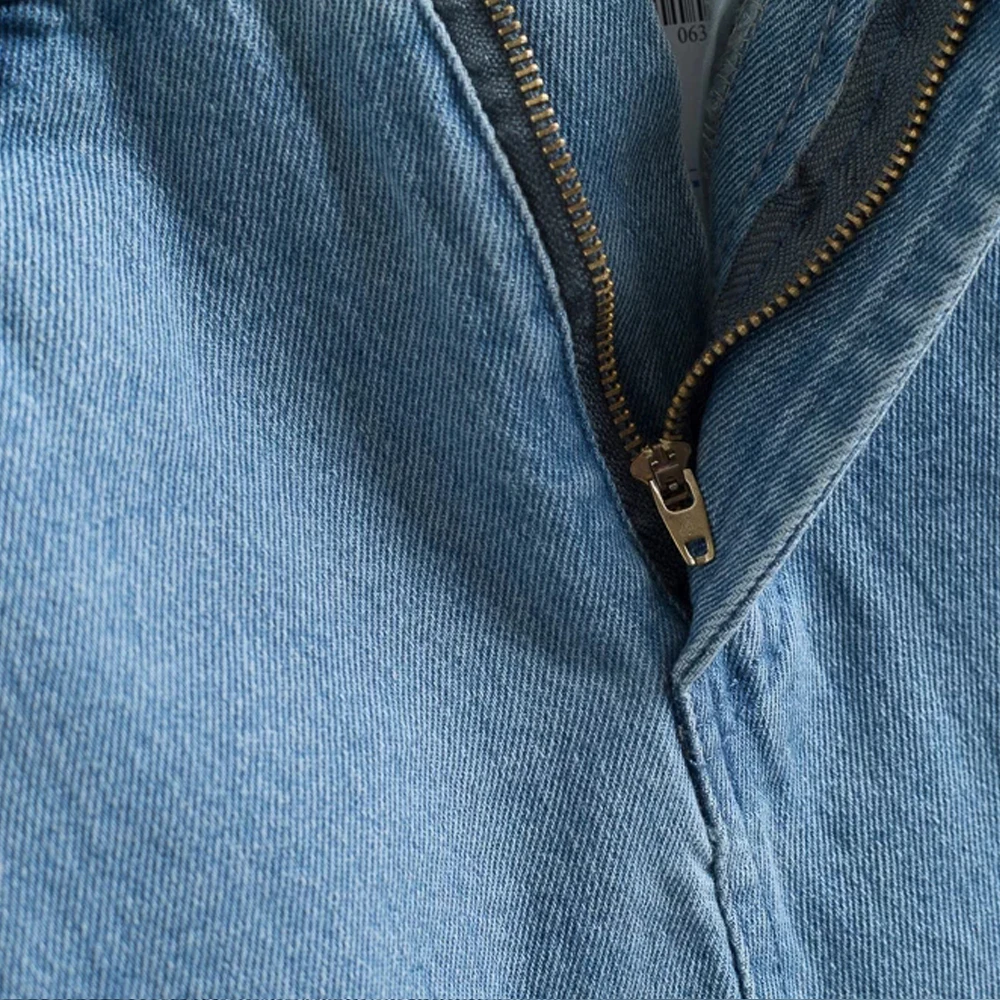 Женская джинсовая мини юбка с высокой талией 2017 разрезная пуговица карманы на