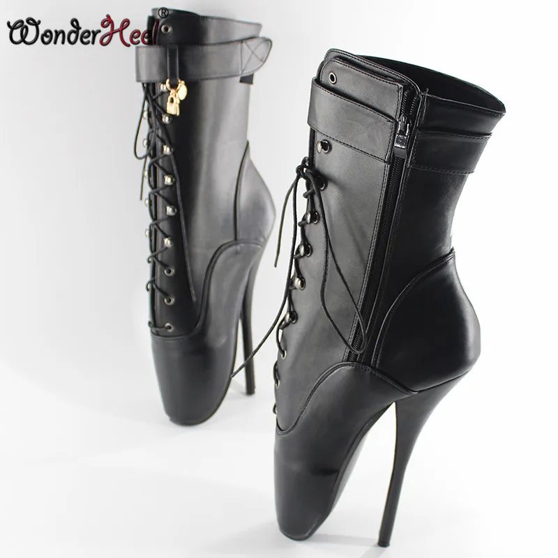 Wonderheel Горячая Матовая черная кожа Ультра Высокий каблук appr.18 см/" stilleto каблук балетные сексуальные фетиш сапоги женские ботильоны балетки