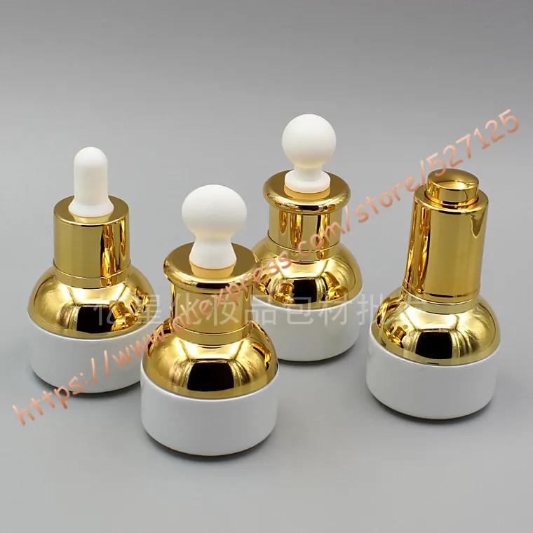 20ml Pearl White Glass Essential Oil Bottle With Shiny Gold Dropper Lid/Press Cover Cosmetic Container | Красота и здоровье