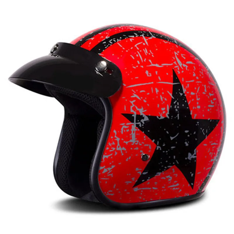 only helmet BYE Ретро Винтаж мотоциклетный шлем 3/4 открытый шлем мотоцикл кафе гонщик круизер Чоппер Мото шлем с пузырьковым козырьком - Цвет: only helmet