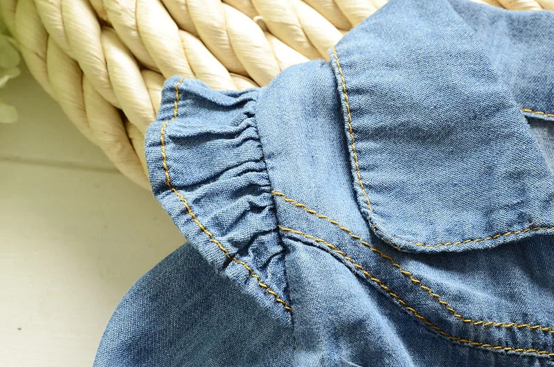 Baby Girls Dress 2021 Children Kids Clothing Denim Jeans Long Sleeve Princess Flora 2 color 1-4 years | Детская одежда и обувь
