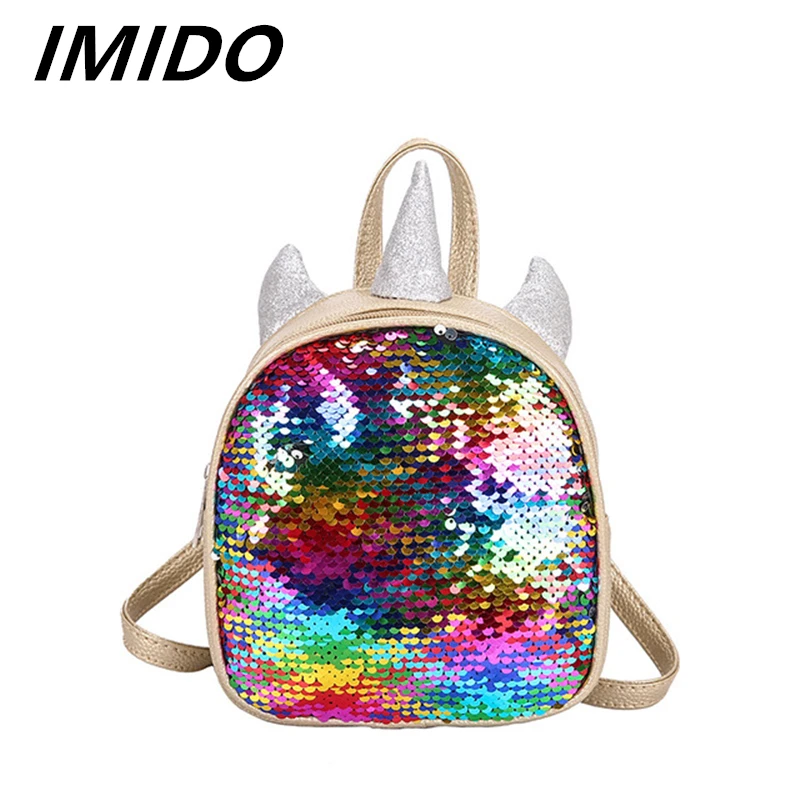 IMIDO 2019 Летний Новый Стиль градиент блесток мультфильм Единорог Женская