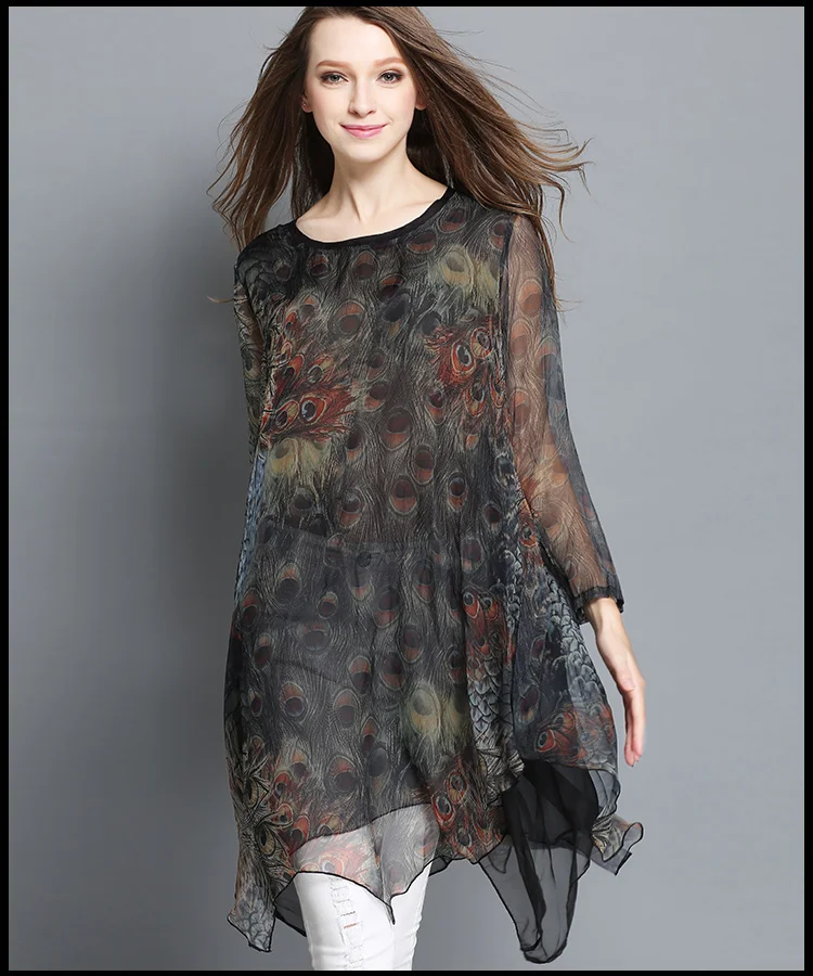 Женское асимметричное платье Элегантное Шелковое Платье с принтом в виде