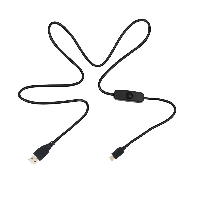 Зарядный кабель 3A Raspberry Pi 4 1 м USB Type C с кнопкой вкл./выкл. для телефонов Android