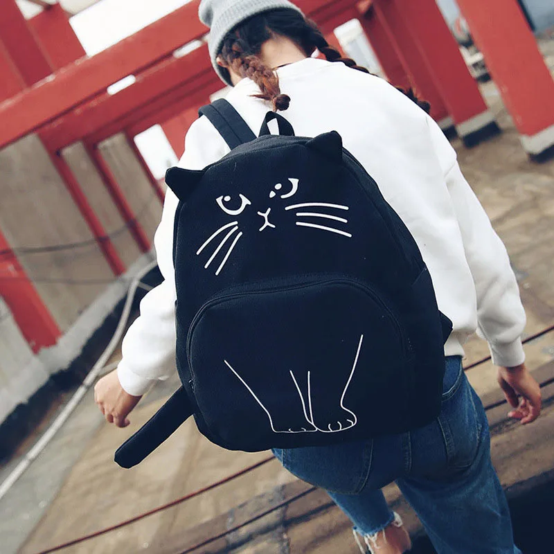 Рюкзак с милым принтом в виде кота женские сумки холщовый рюкзак котенком дизайн